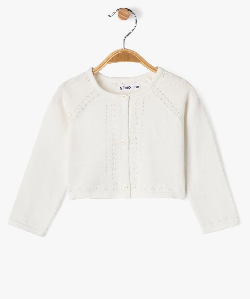 Gilet court avec détails ajourés bébé fille[MISSING]